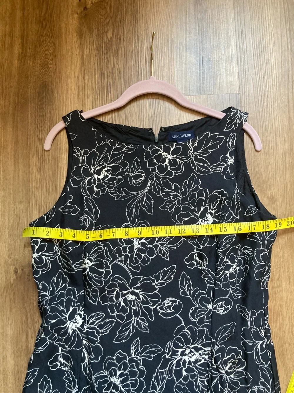 Ann Taylor Black & Cream Floral Print Silk Dress 12 - Picture 5 of 7